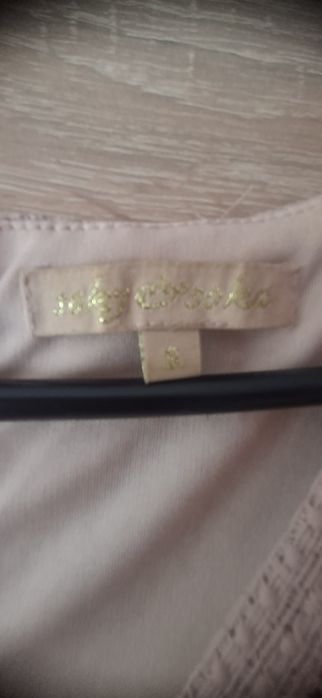 Pudrowa, letnia sukienka XS,S Koronka