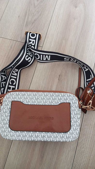 Torebka Michael Kors monogram brązowa beżowa logowana