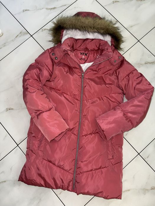 Пудровая розовая зимняя куртка пальто пуховик Y.F.K 12-13-14 (152-164)