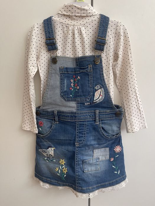 Джинсовий  комбінезон,спідниця, +гольф ,водолазка