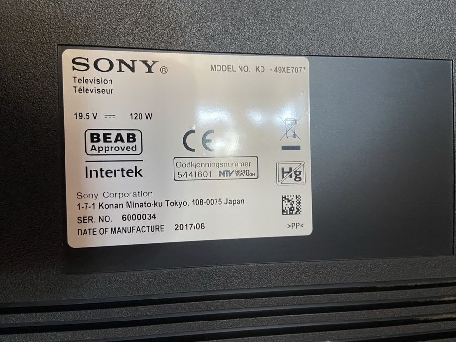 Телевізор Sony KD-49XE7077 SmartTV/4K UltraHD/2017/06