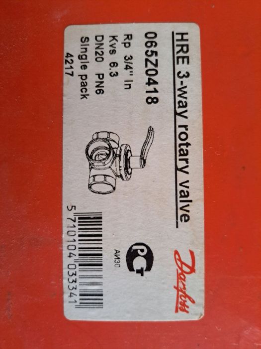 Клапан (кран) трьохходовий Danfoss  HRE3 Rp 3/4" Dn 20 art.065Z0418.