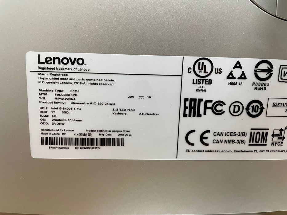 Komputer stacjonarny all in one Lenovo AIO 520-24ICB