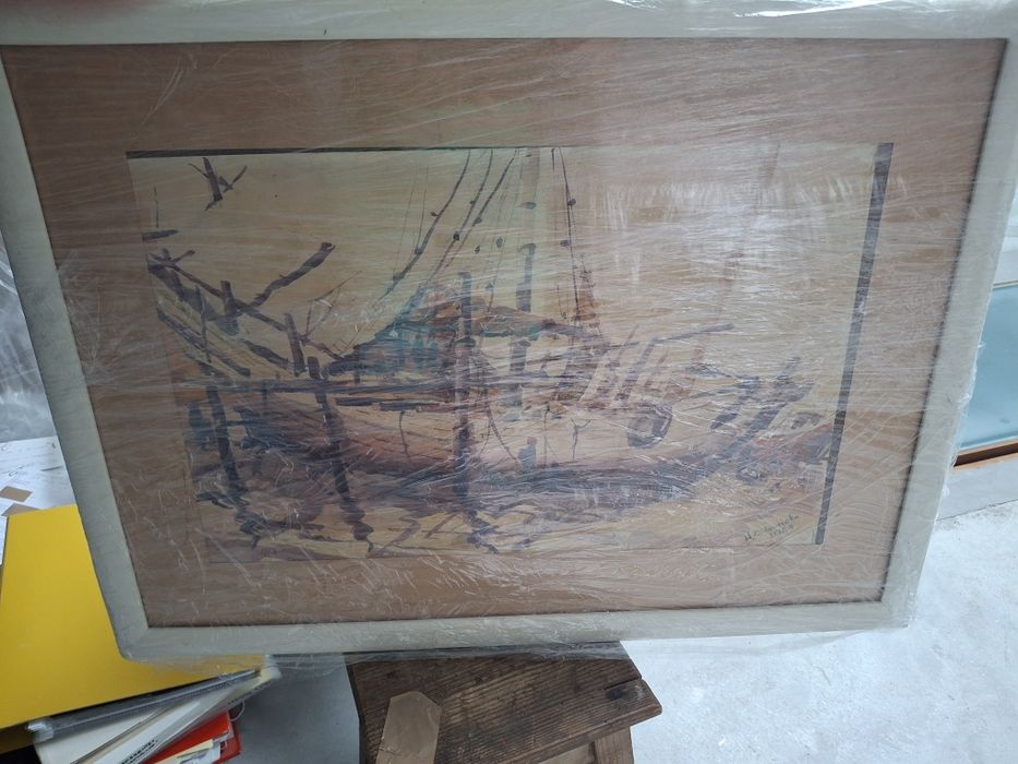 Pintura quadro 1963 Macau Herculano Estorninho arte