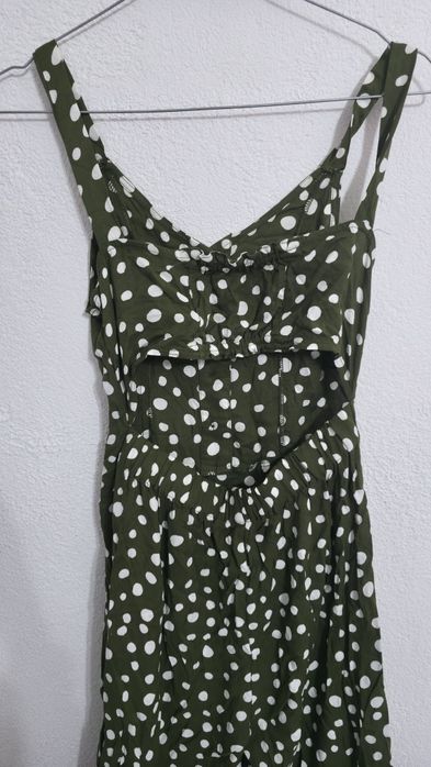 Zielony kombinezon w grochy retro vintage damski kombinezon khaki  M&C