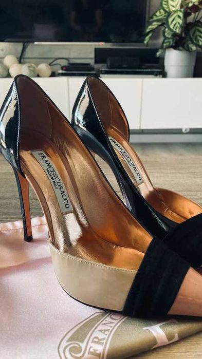 Szpilki FRANCESCO SACCO, skóra lakierowana, made in ITALY, rozm. 38.5