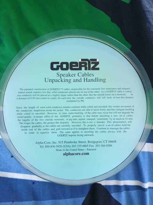 Kable głośnikowe Goertz MI Audiophile (Alpha-Core USA) – 2x3m. Oryginalne opakowanie