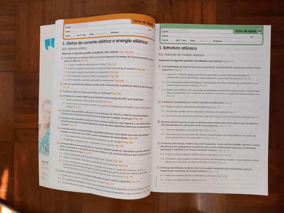 Caderno de atividades de Física-Quimica 9°ano