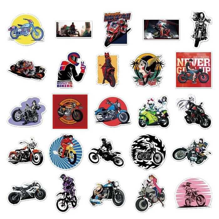 Наклейки стикеры мотокросс байкеры девушки гоночные мотоциклы