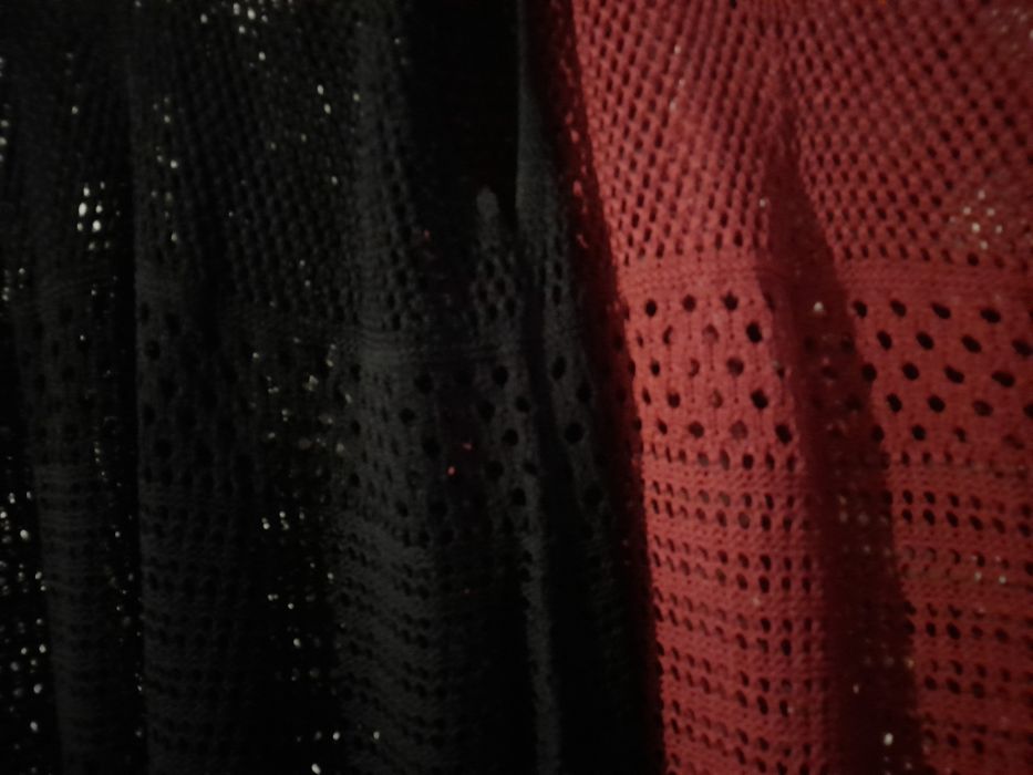 AŻUROWA bordowa sukienka "46"