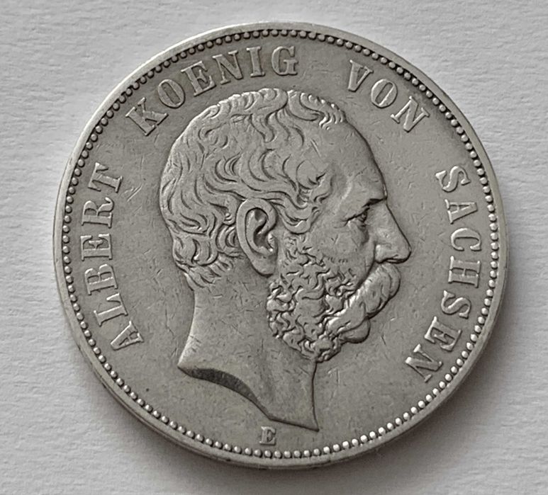Саксонія 5 марок 1875р Старий герб срібло 900 пр