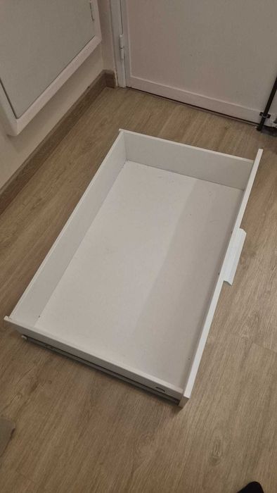 Cama indiv/dupla c/2 gav, branco, 80x200 cm