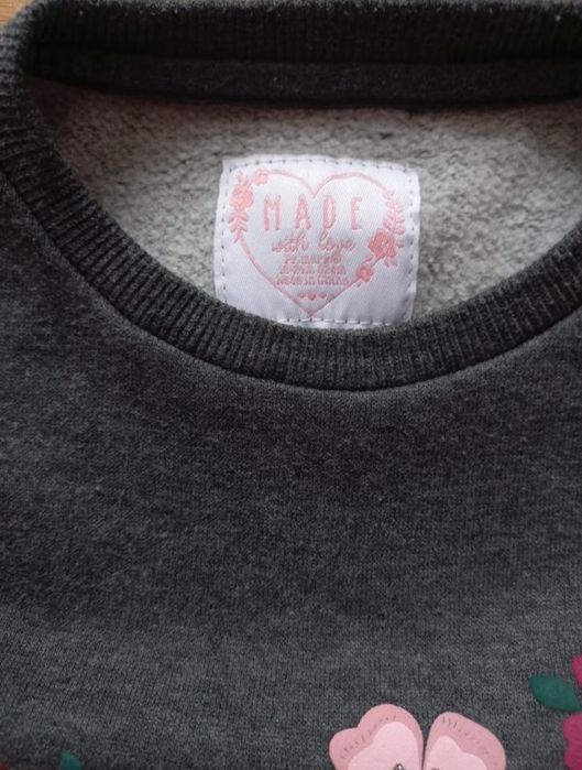 Серый свитер с цветочками primark 18 24 мес 1,5 2 года 86 92 см