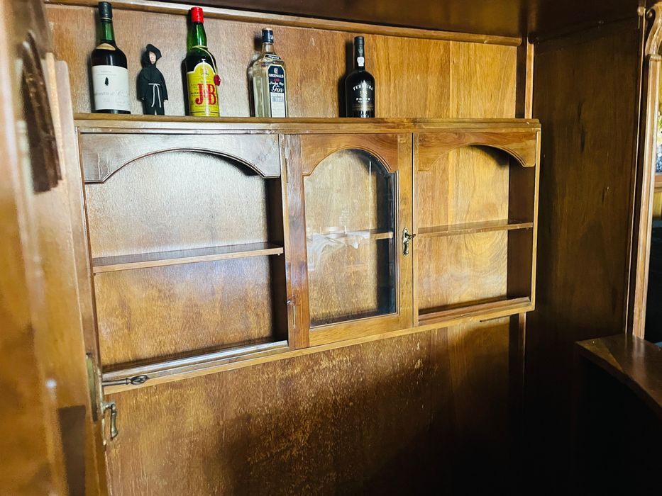 Bar de sala clássico madeira maciça — conjunto completo