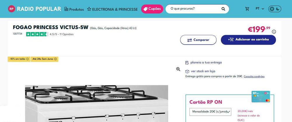 FOGÃO Princess Victus-5W Novo
