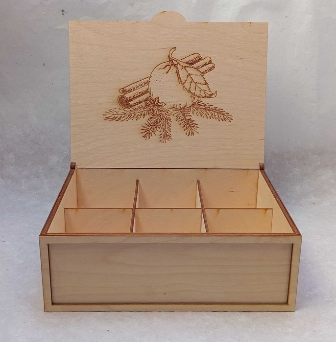 Drewniane Pudełko Na Herbatę z Grawerem Herbaciarka Na Prezent