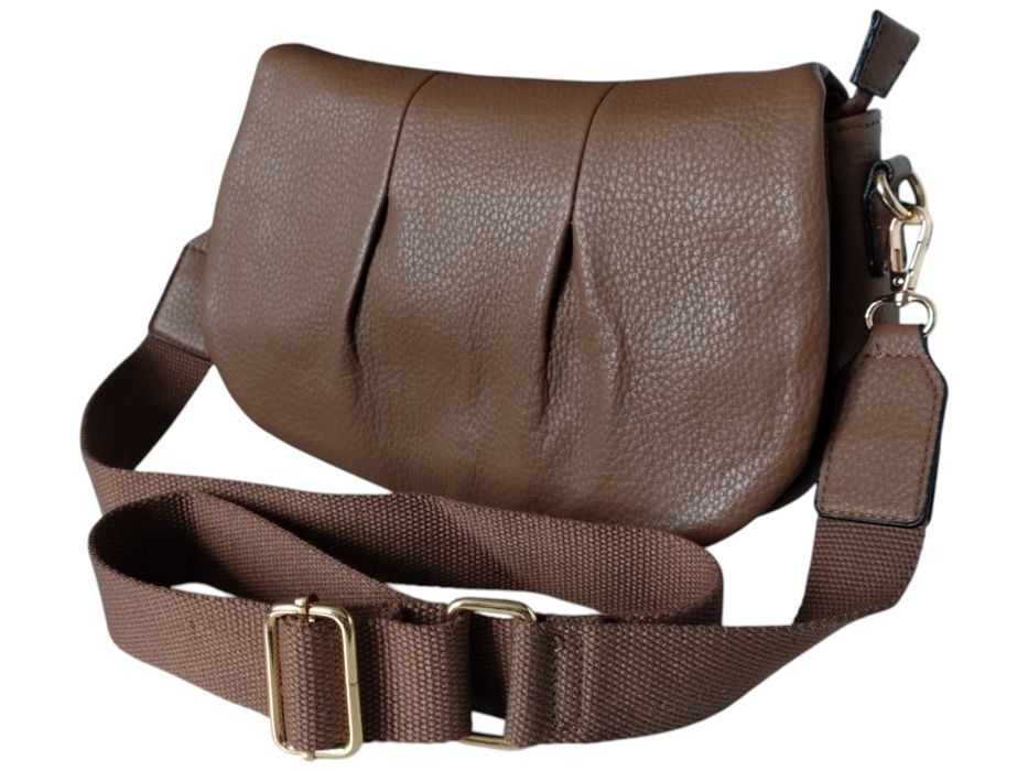 Mała Listonoszka Na Ramię Damska, Miejska, Kolor Brązowy
