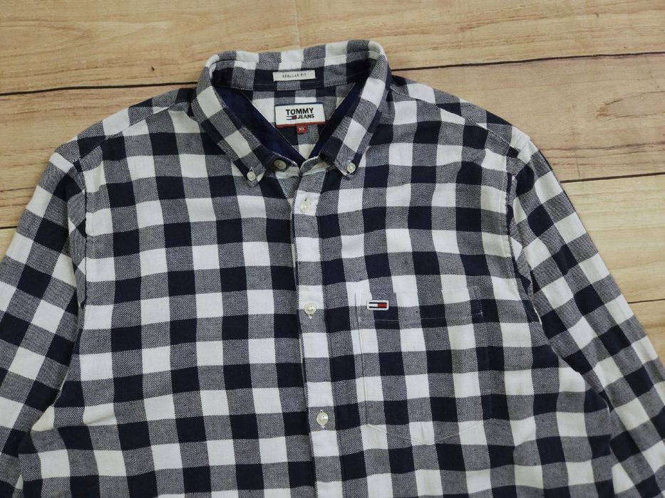 TOMMY JEANS Koszula Męska w Kratę Regular Fit Logowana r. L/XL