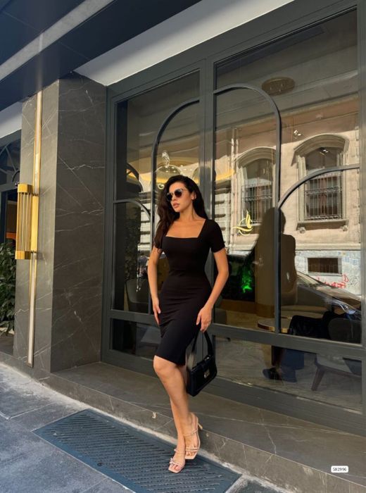 Sukienka damska nowoczesna midi czarna rozmiary