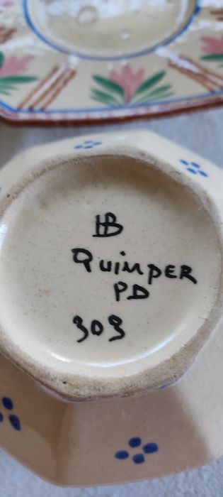 Quimper Fouillen cerâmica francesa assinada