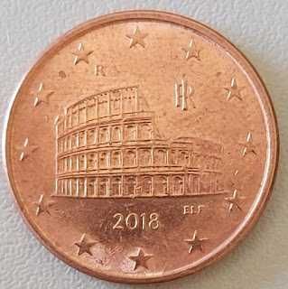 2018 Italian 5-Cent Coin Featuring the Colosseum