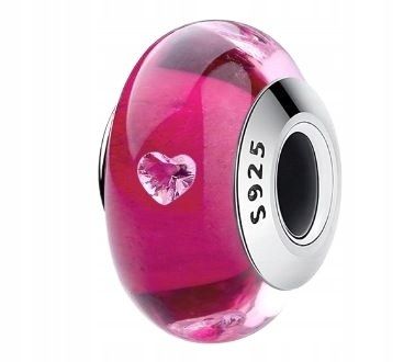 Charms Murano serduszka srebro 925