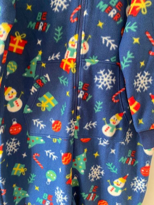 Теплий флісовий сліп, чоловічок Новий рік 46 р ( М)