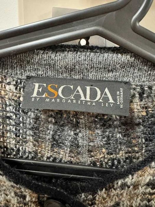 Sweter Escada by Margaretha Ley Cardigan Wool Mohair Brown Sweater M