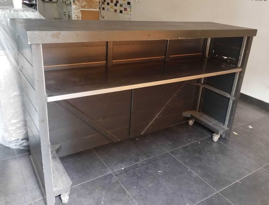 Balcão de bar profissional com rodas - 1920X550X1150