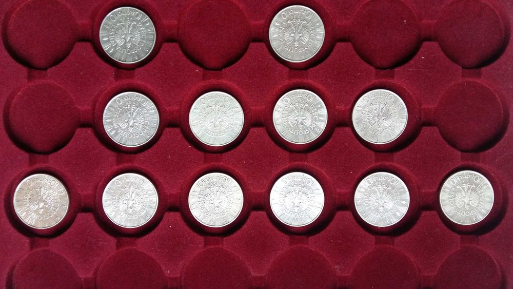 Zestaw monet 10 zł 1934 Piłsudski wszystkieroczniki 35, 36, 37, 38, 39