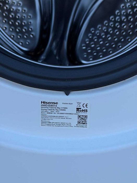 Прально-сушильна машина б/в Washer+Dryer Hisense  85/60/60 бʼєм: 8/5 кг, 1400 об. #08344