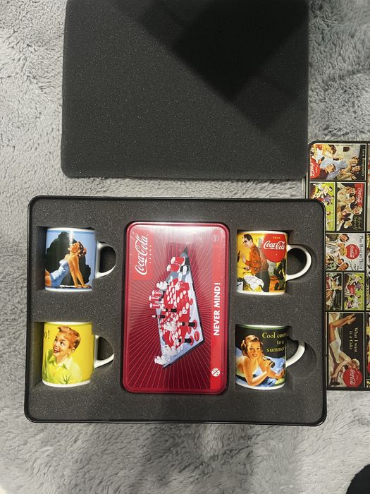 UNIKAT Zestaw Coca-Cola 2003: 4 Kubki Espresso + Gra NOWA w folii