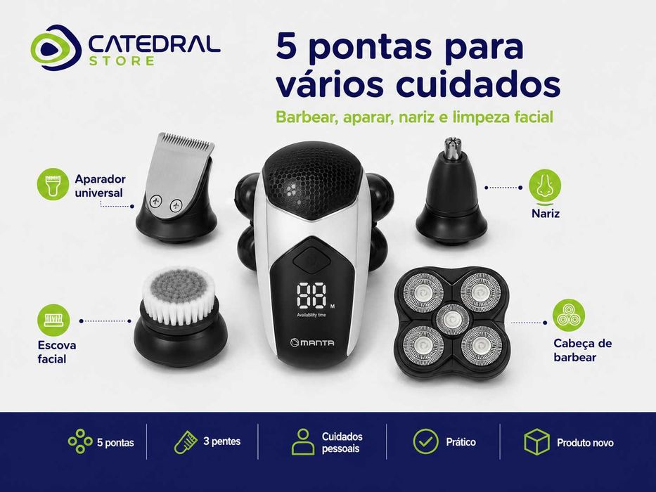 Máquina de Barbear Cabelo e Barba 4 em 1 MANTA