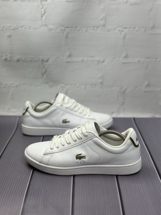 Жіночі білі шкіряні кросівки кеди Lacoste 39р 25см