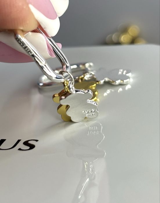TOUS kolczyki Sweet Dolls dwukolorowe srebro 925