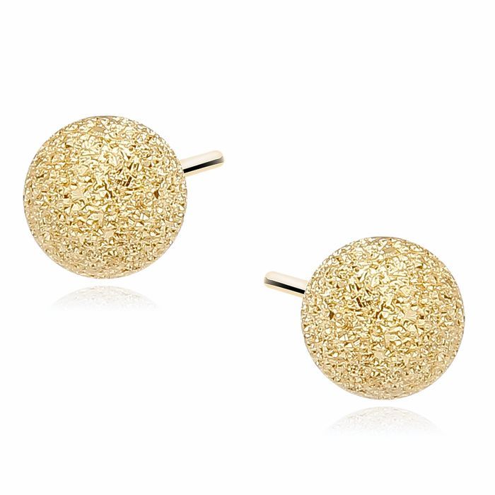 Eleganckie Pozłacane Srebrne Diamentowane Szronione Piaskowane Kolczyki Kule Srebro 925 Z0978Eg_6