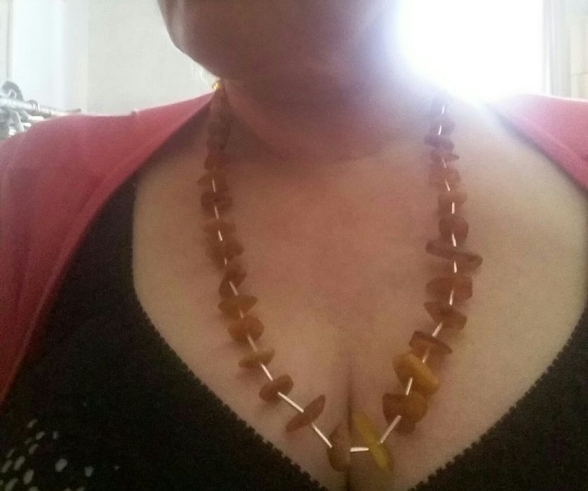 Naszyjnik stary - srebro i bursztyn