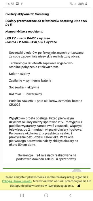 Okulary 3D Samsung aktywne