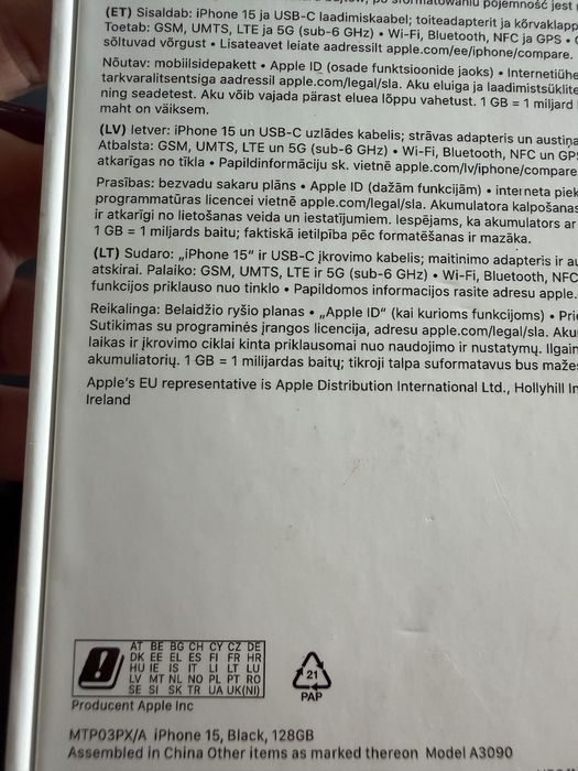 Iphone 15 128GB CZARNY