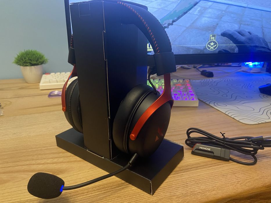 mchose v9 pro  бездротова ігрова гарнітура + коврик в подарунок