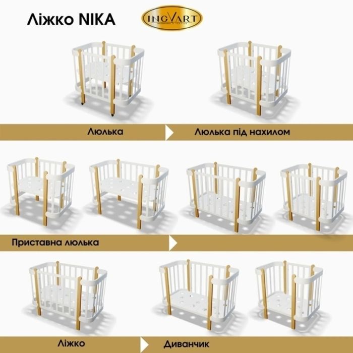 Ліжечко-трансформер ingvard NIKA 5-в-1 колиска , дитяче ліжечко