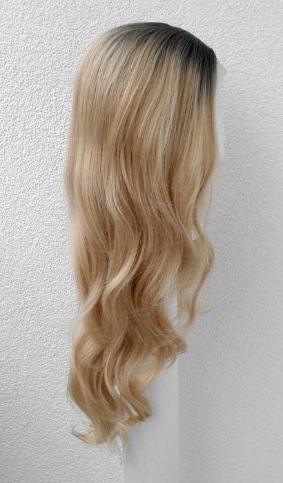Lace Front peruka na co dzień ombre z odrostem brązowa blond wig fale