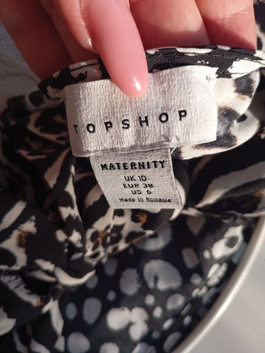 TOPSHOP długa efektowna ciążowa sukienka maxi w panterkę