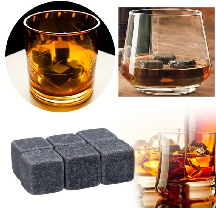 Kamienne kostki do drinków whisky szare lód 6 szt prezent