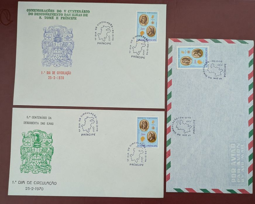 Envelopes FDC com selo, V Centenário S.Tome e Príncipe 1970