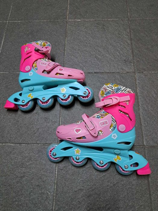Patins em linha p/ menina em bom estado
