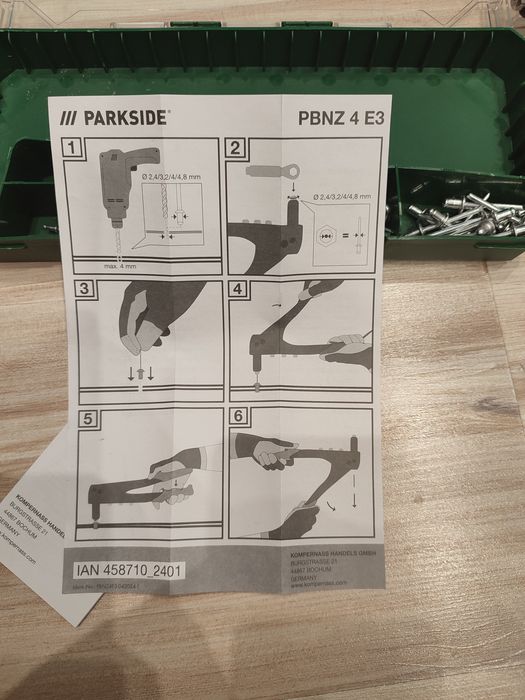 Zestaw nitownica z nutami ręczna Parkside