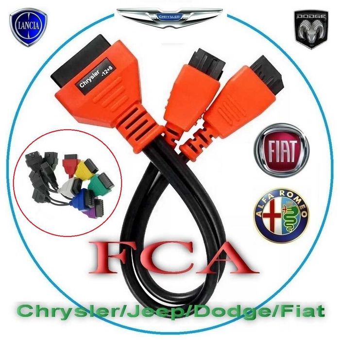 Авто переходники FCA Chrysler/Jeep/Dodge/Fiat/Alfa Romeo/LANCIA 12 + 8 или НАБОР из 6 шт на OBD2