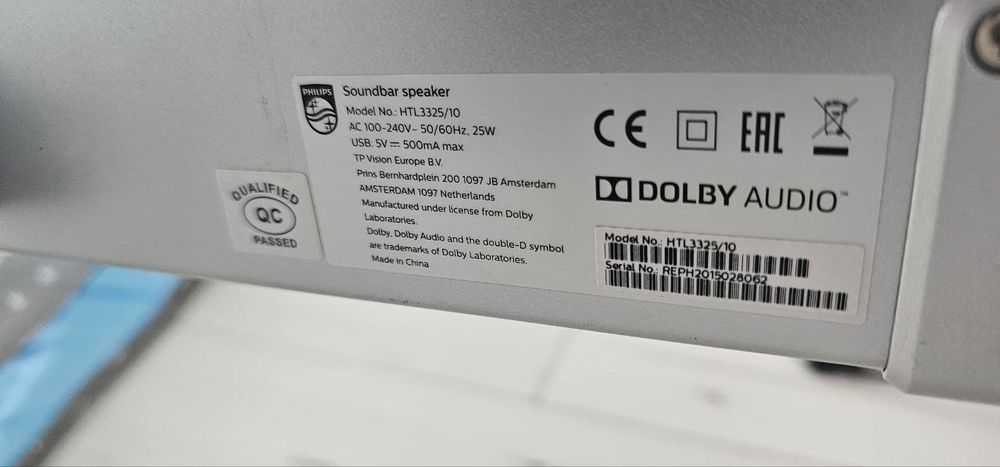 Soundbar Philips HTL3325/10 + Subwoofer USZKODZONY
