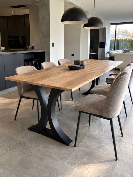 Stół dębowy premium lite drewno metalowa noga industrial design ARCUS - Producent wysoka jakość